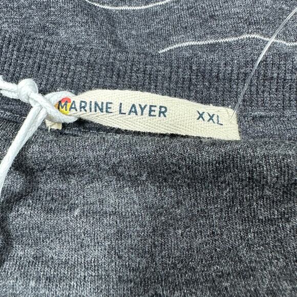 Marine Layer NWT Double Knit Henley in Faded Black and White Men's Size XXL - Picture 3 of 9